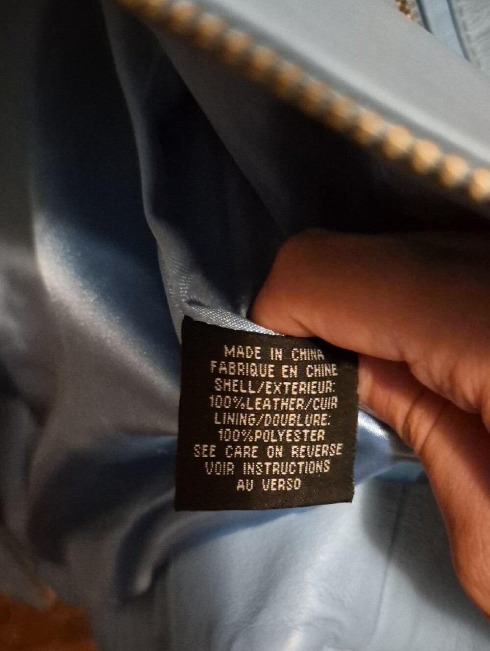 Y2K OXYHO Light Blue Real Leather Moto Jacket - Picture 6 of 6